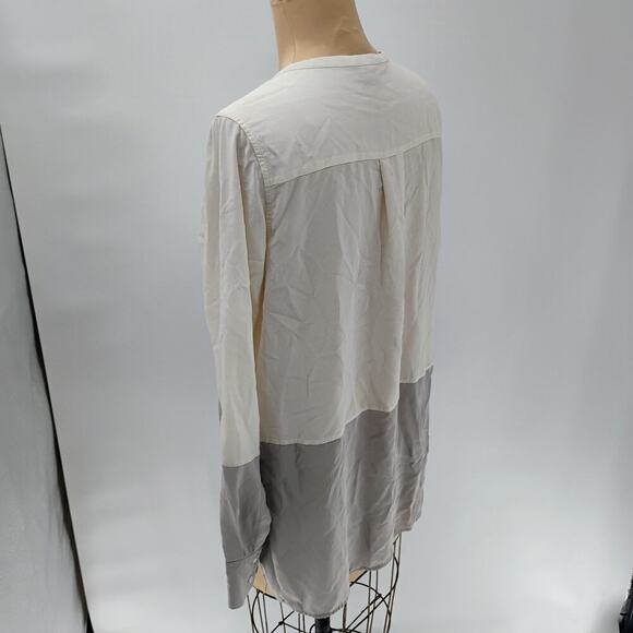 VINCE Colorblock Silk Top Blouse Tunic Sz 12 100% silk long sleeve - Picture 10 of 13